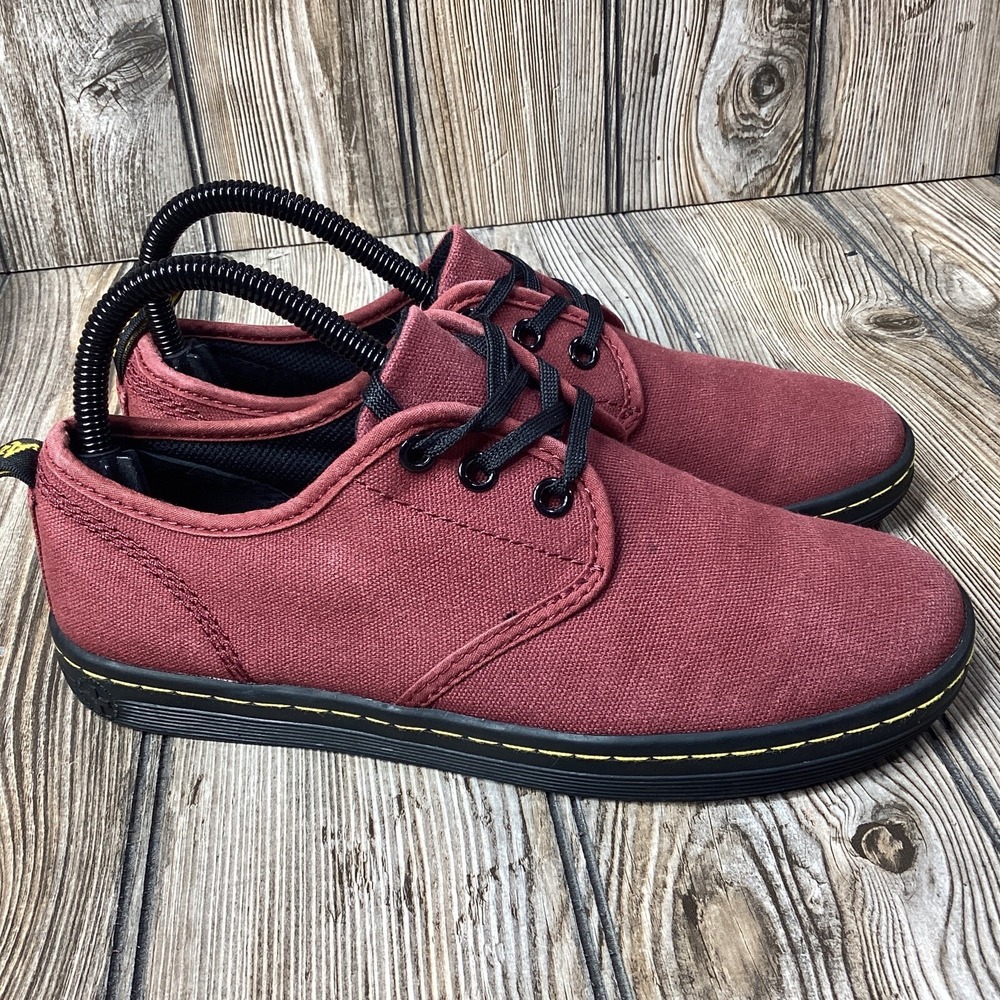 Dr Doc Martens Soho Shoes Womens Size 6 Red Canvas Lace Up Oxford Sneakers